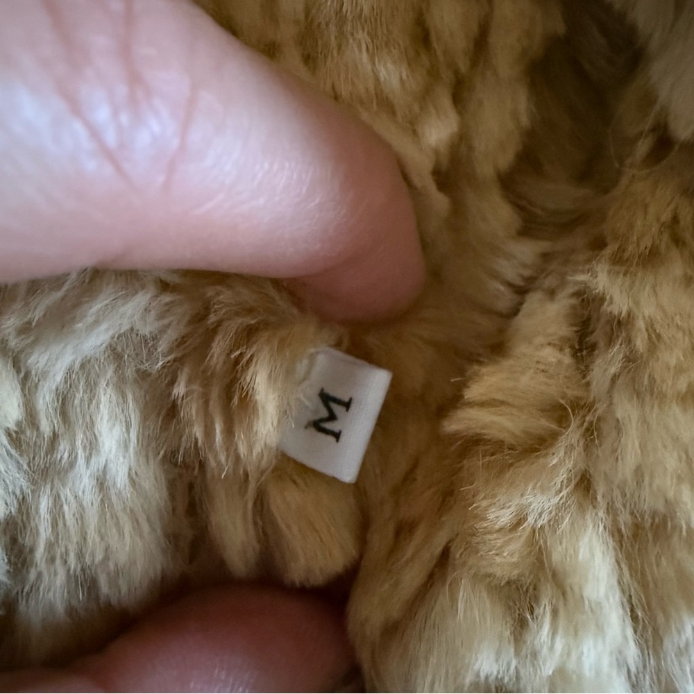 Rizal rabbit fur jacket coat with collar flare bell sleeves tan brown medium - Picture 3 of 12